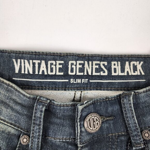 Vintage Genes Black Jeans Mens 30x30 Blue Slim Fit French Terry Denim NWT - Picture 4 of 12